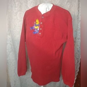 Vintage 90s The Disney Store Pooh & Piglet Christmas Embroidered Thermal Med